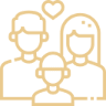 Icon of a happy family with parents and child.