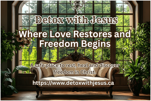 Peaceful outdoor retreat promoting spiritual detox with Jesus.