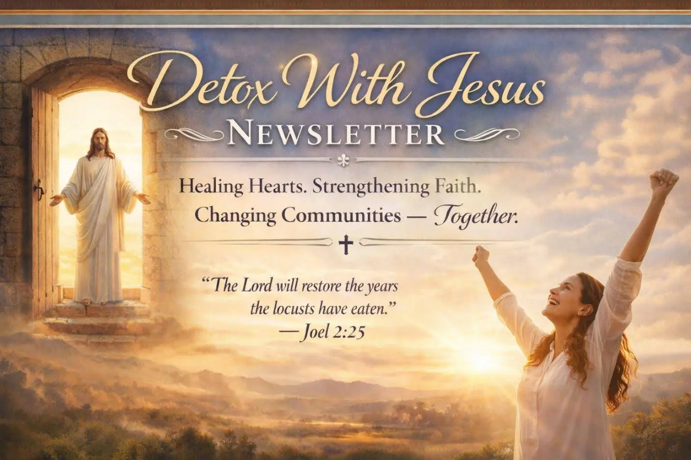 Detox With Jesus newsletter promoting healing and faith.
